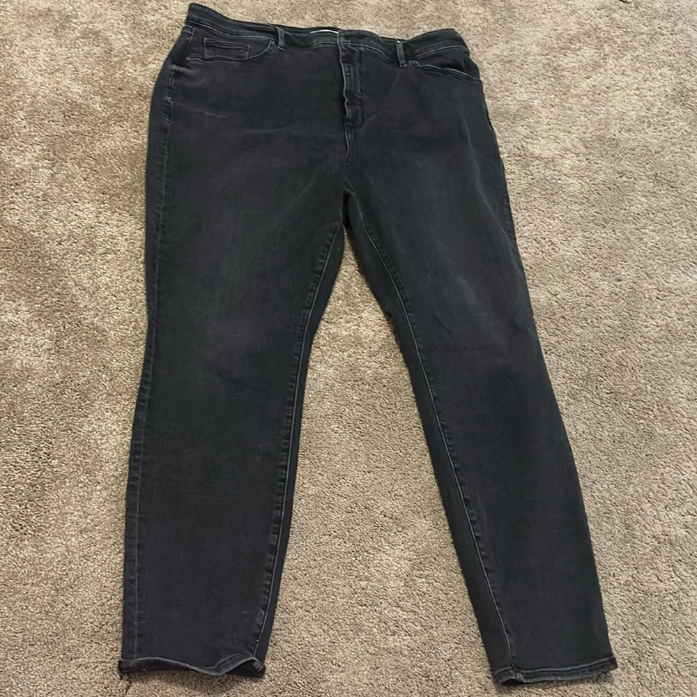 Loft size 18 Curvy high waist skinny gray black/worn look black jeans